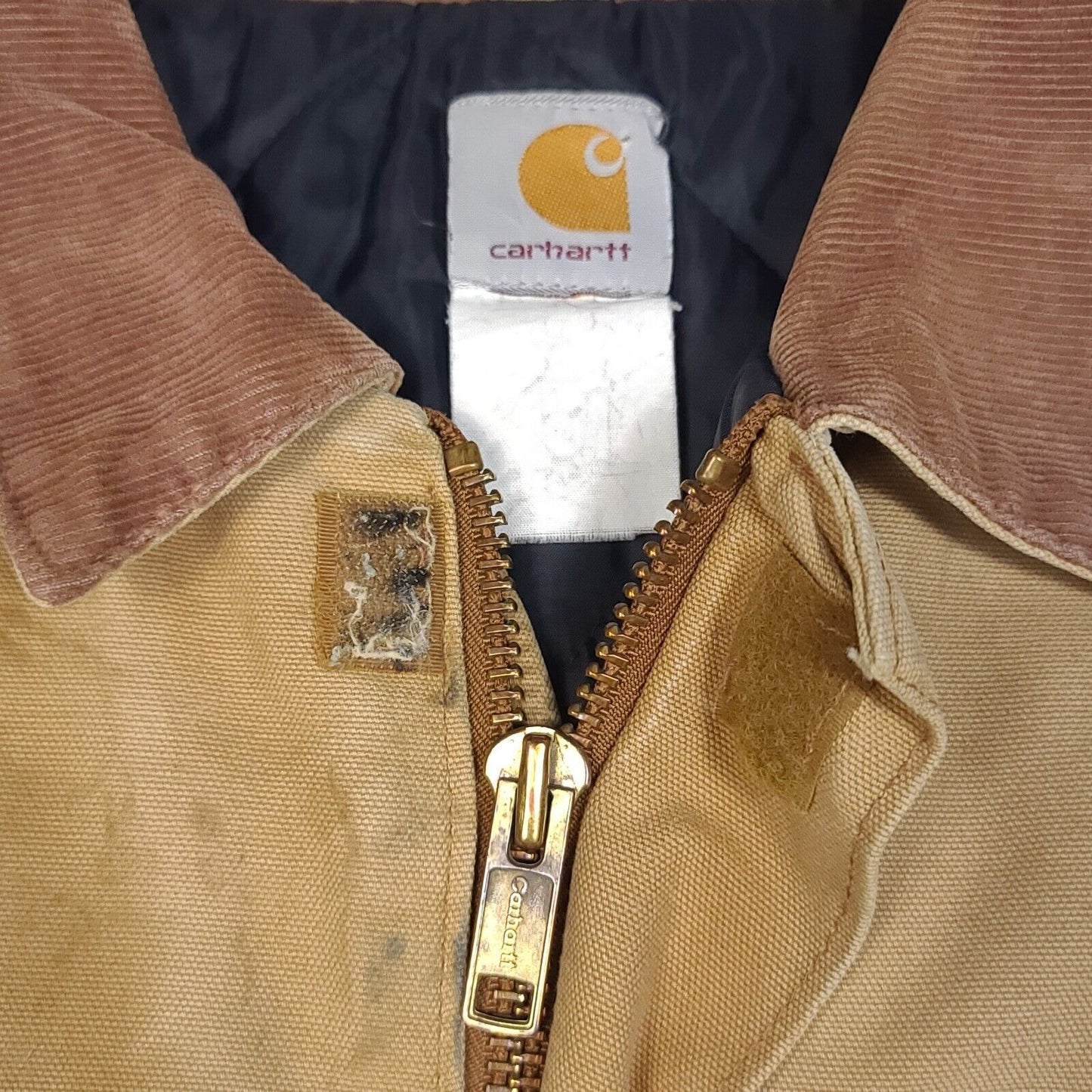 Carhartt Tan Arctic Quilt Lined Coat Jacket Distressed