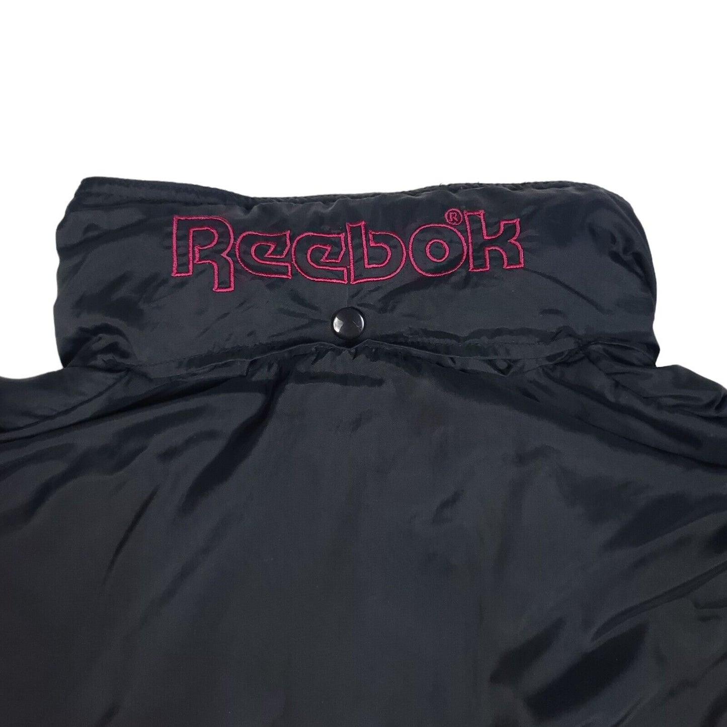 Reebok Sport Black Red 1/4 Zip Hooded Windbreaker Parka Jacket