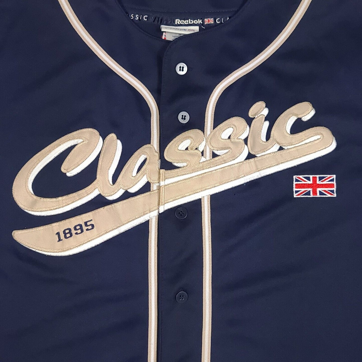Reebok Classic Blue Baseball Jersey Shirt United Kingdom