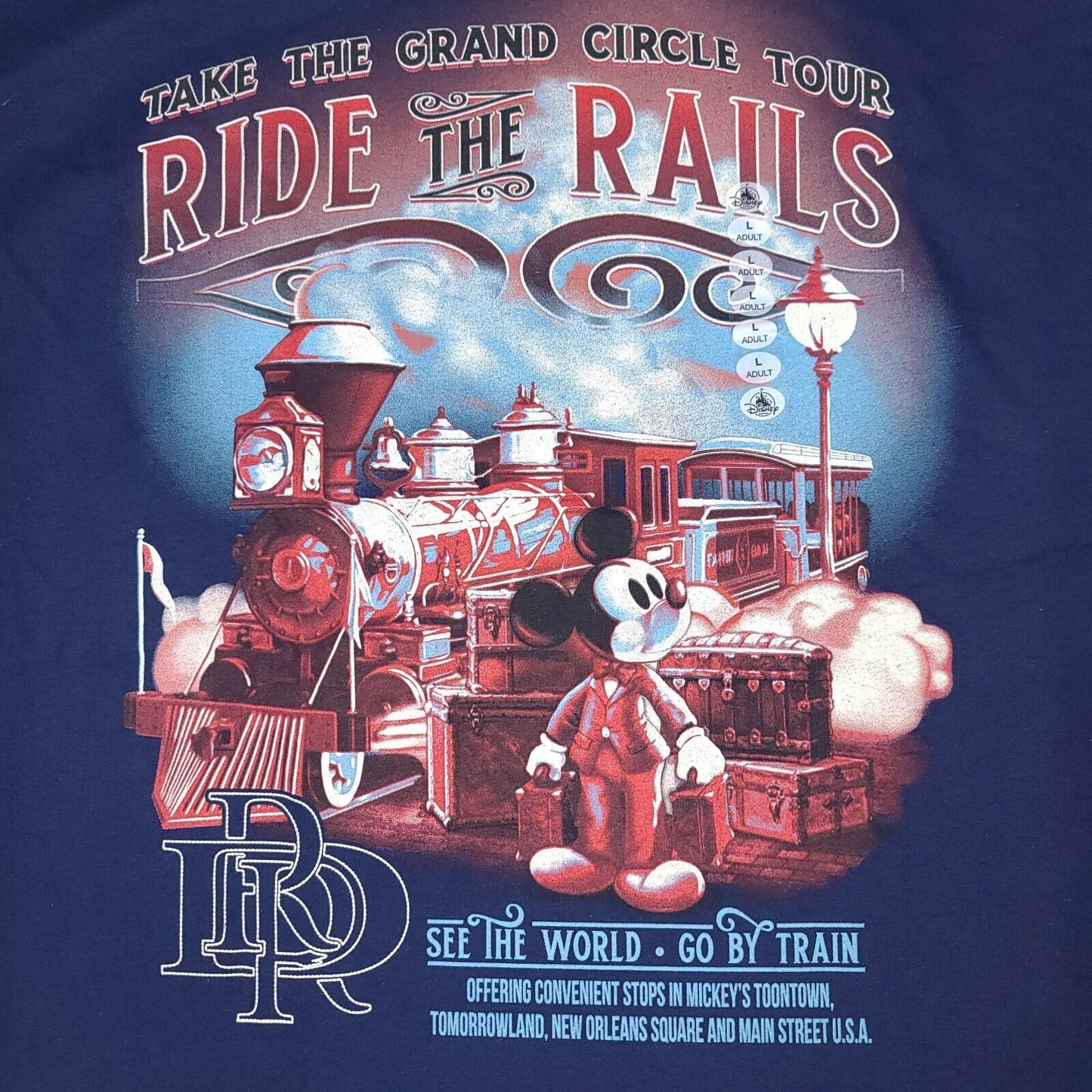 Disney Ride The Rails Navy Blue Tee W/ Tags