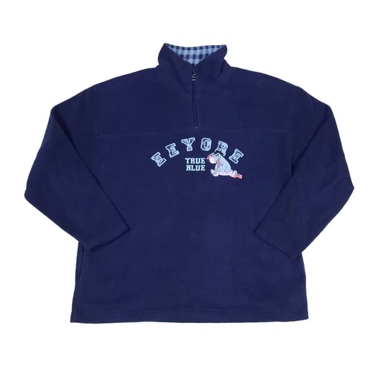 Eeyore Winnie The Pooh Disney Blue Fleece 1/4 Zip Sweater