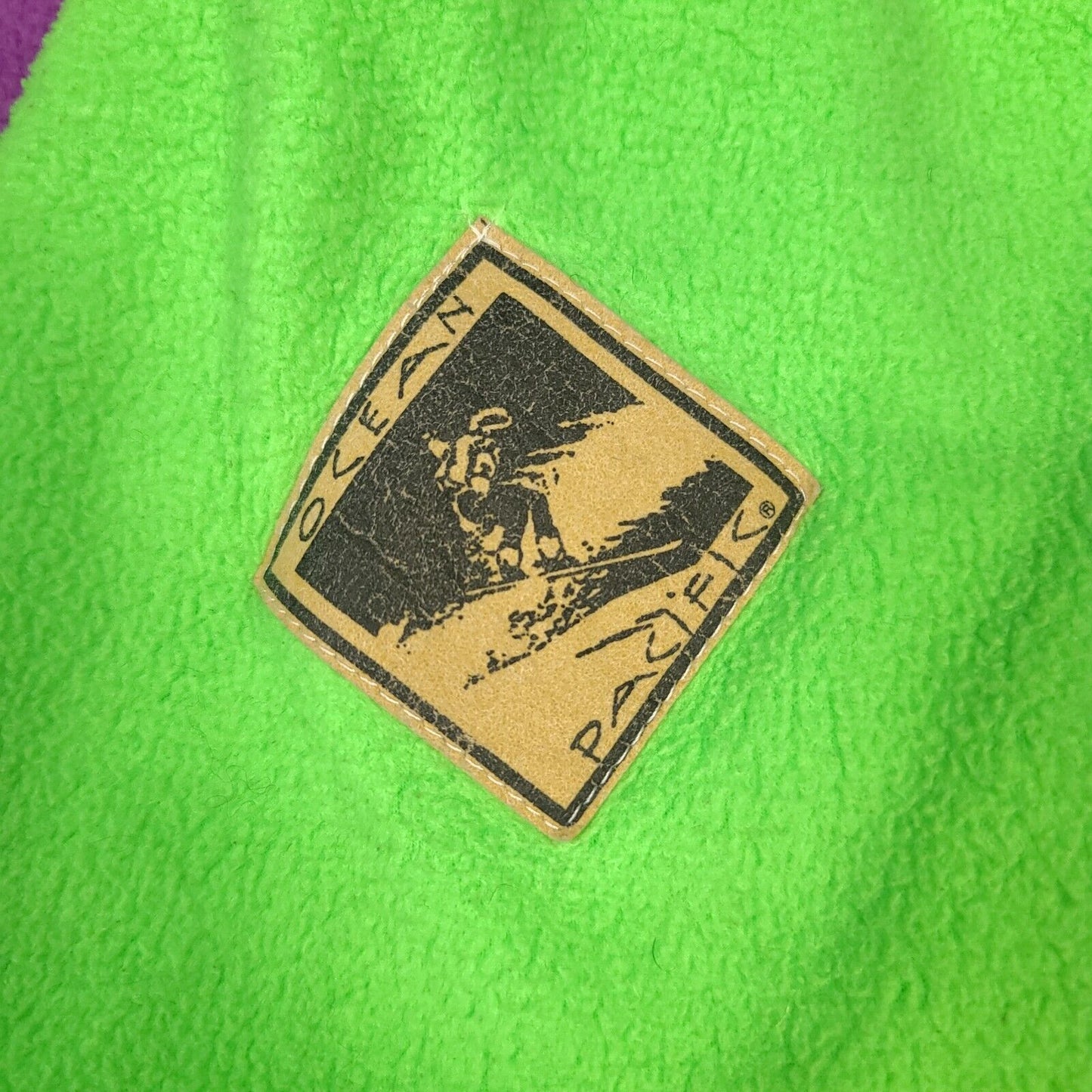 Ocean Pacific Green Purple 1/2 Zip Fleece Pullover Jacket