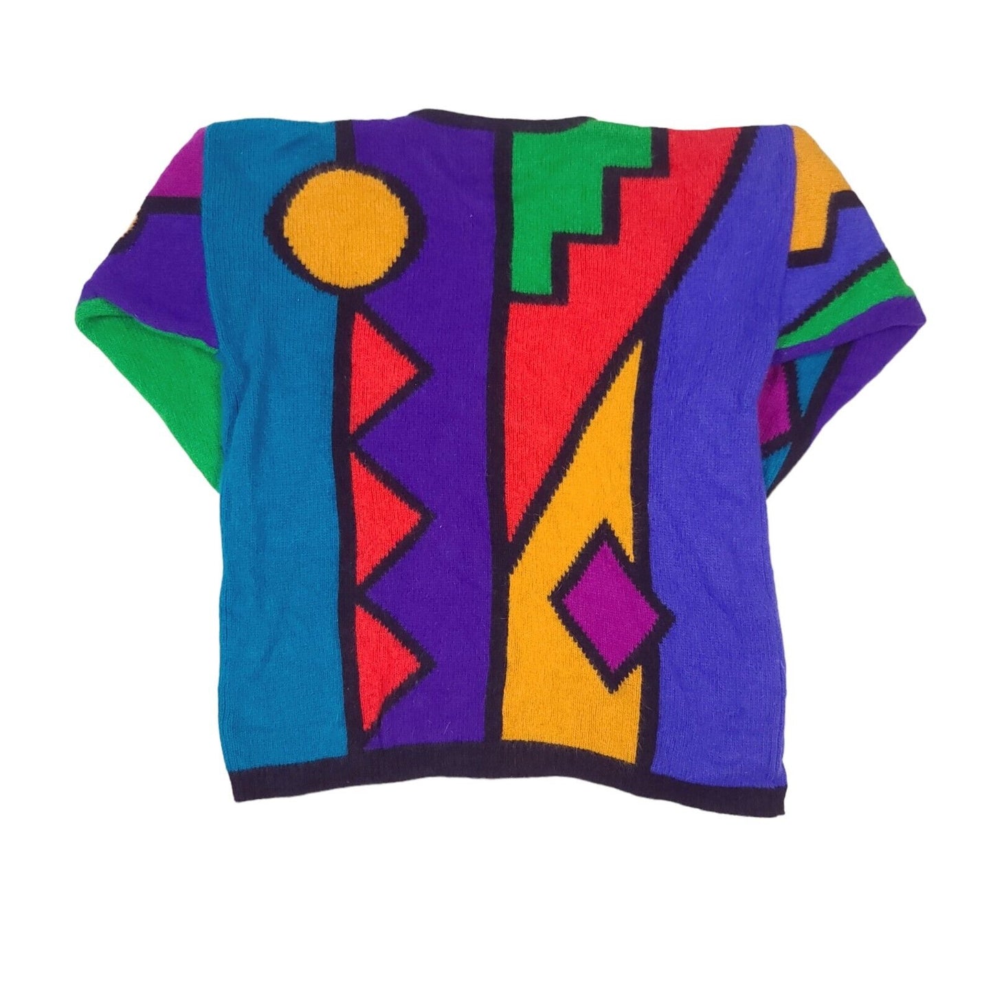 80S Art Multi Color Block Abstract Pullover Acrylic Sweater