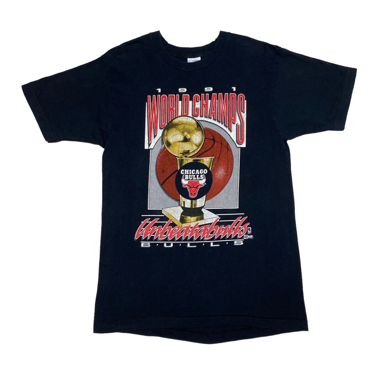 Chicago Bulls 1991 Nba World Champs Black Salem Sportswear Shirt