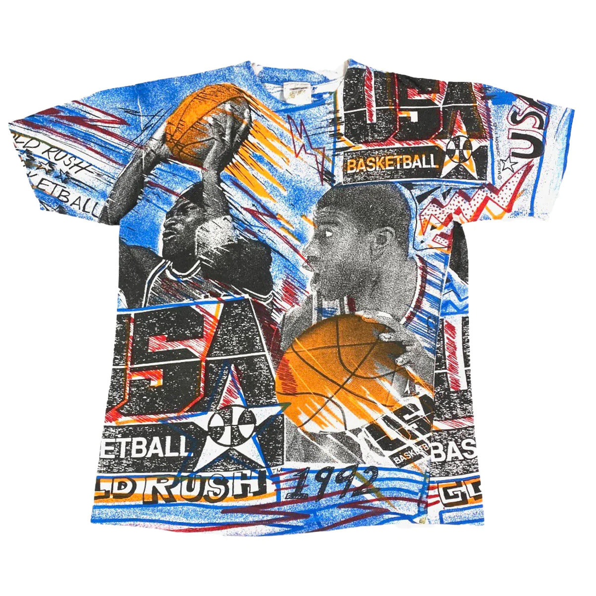 Usa Dream Team Olympic Basketball All Over Print Magic Johnson T'S