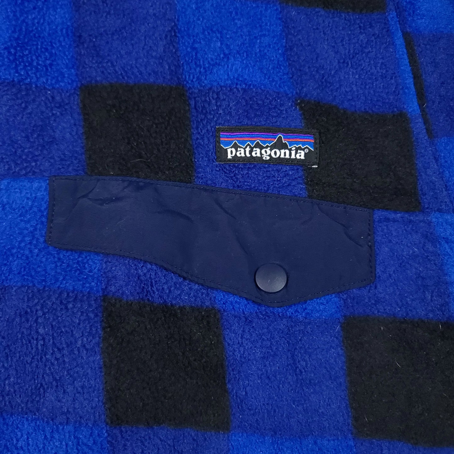 Patagonia Synchilla Blue Plaid Checkered Fleece Sweater