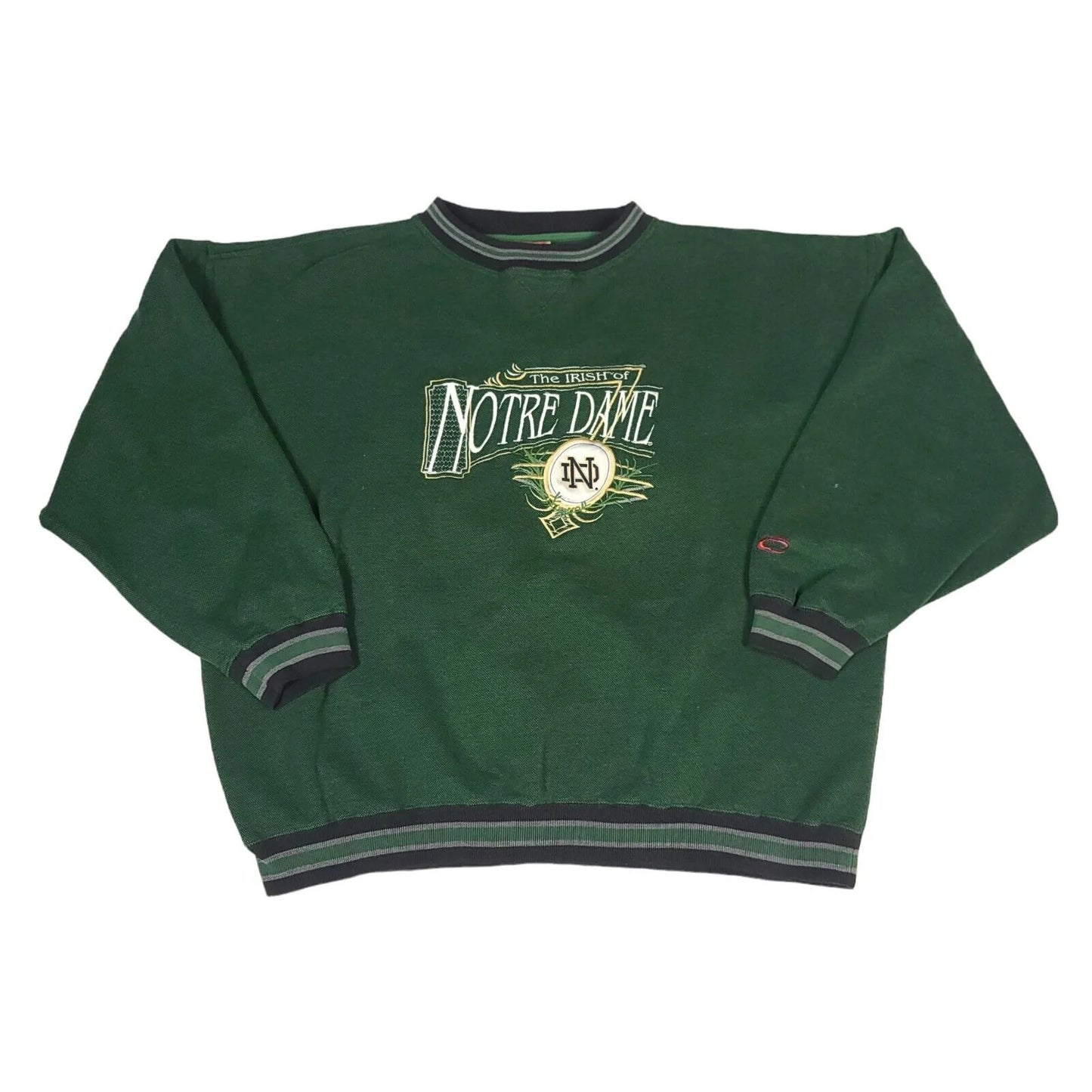 University Of Notre Dame Green Cadre Embroidered Textured Sweatshirt