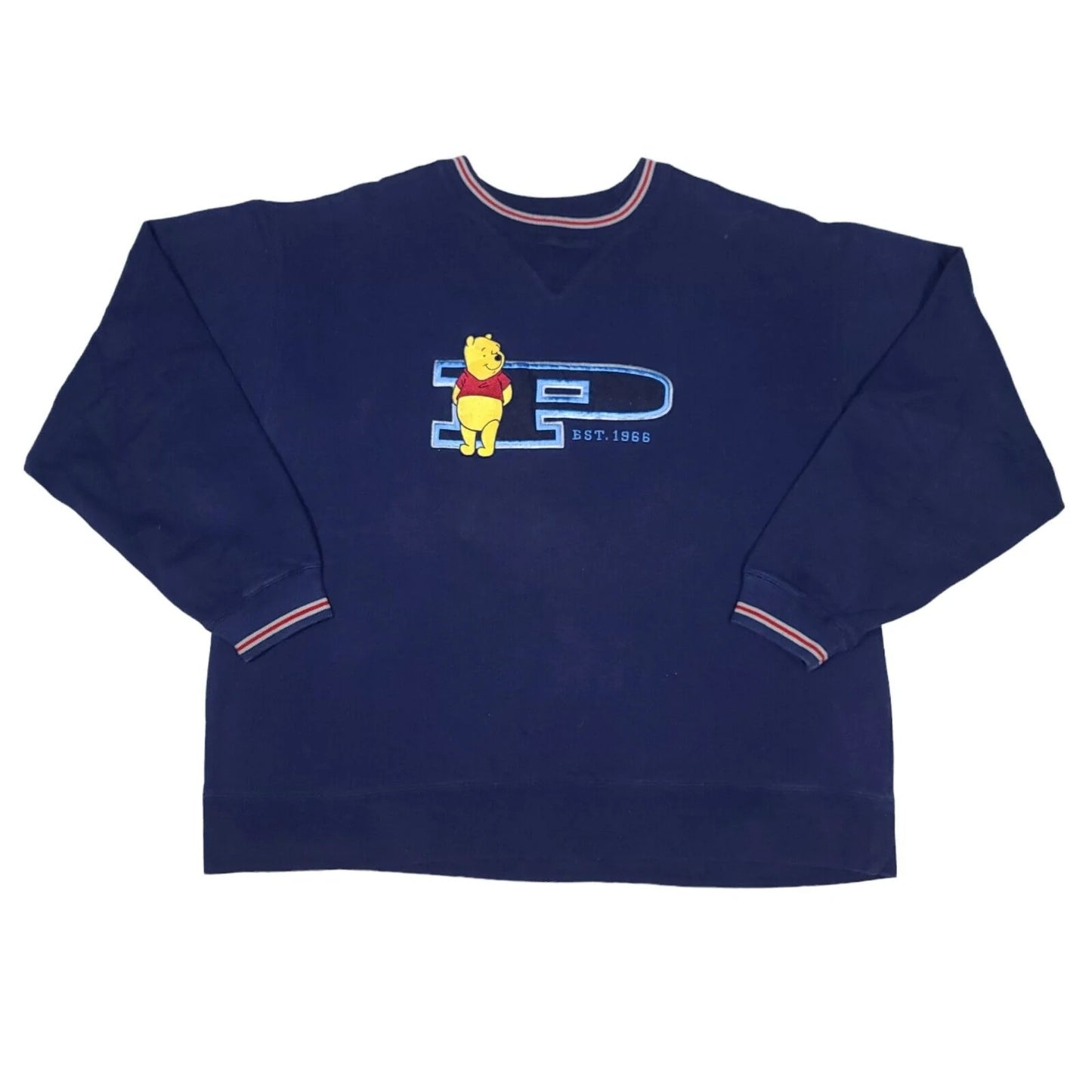 Winnie The Pooh Disney Navy Blue Embroidered Crewneck Sweatshirt