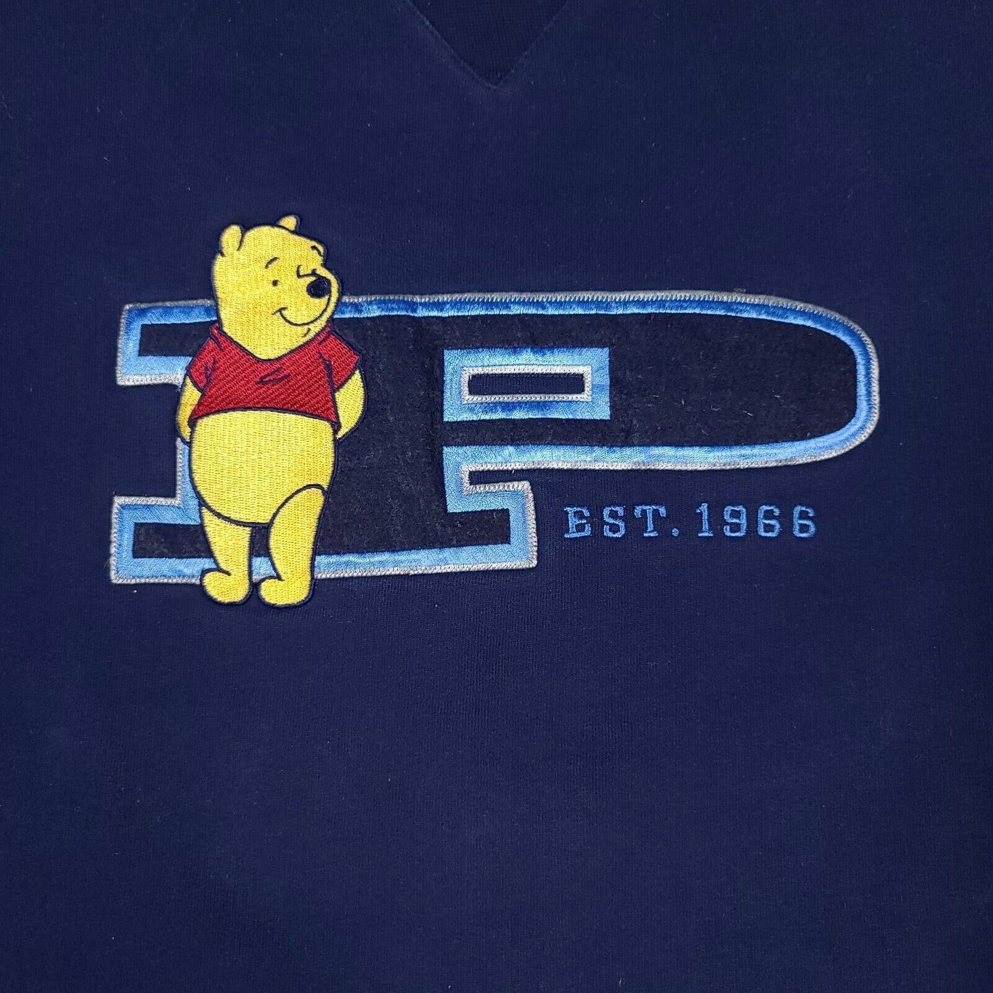 Winnie The Pooh Disney Navy Blue Embroidered Crewneck Sweatshirt
