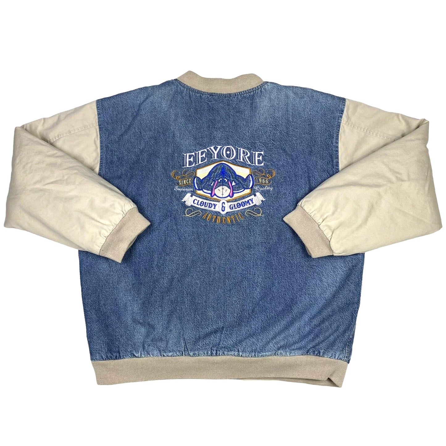 Disney Eeyore Cloudy & Gloomy Authentic Denim Varsity Jacket