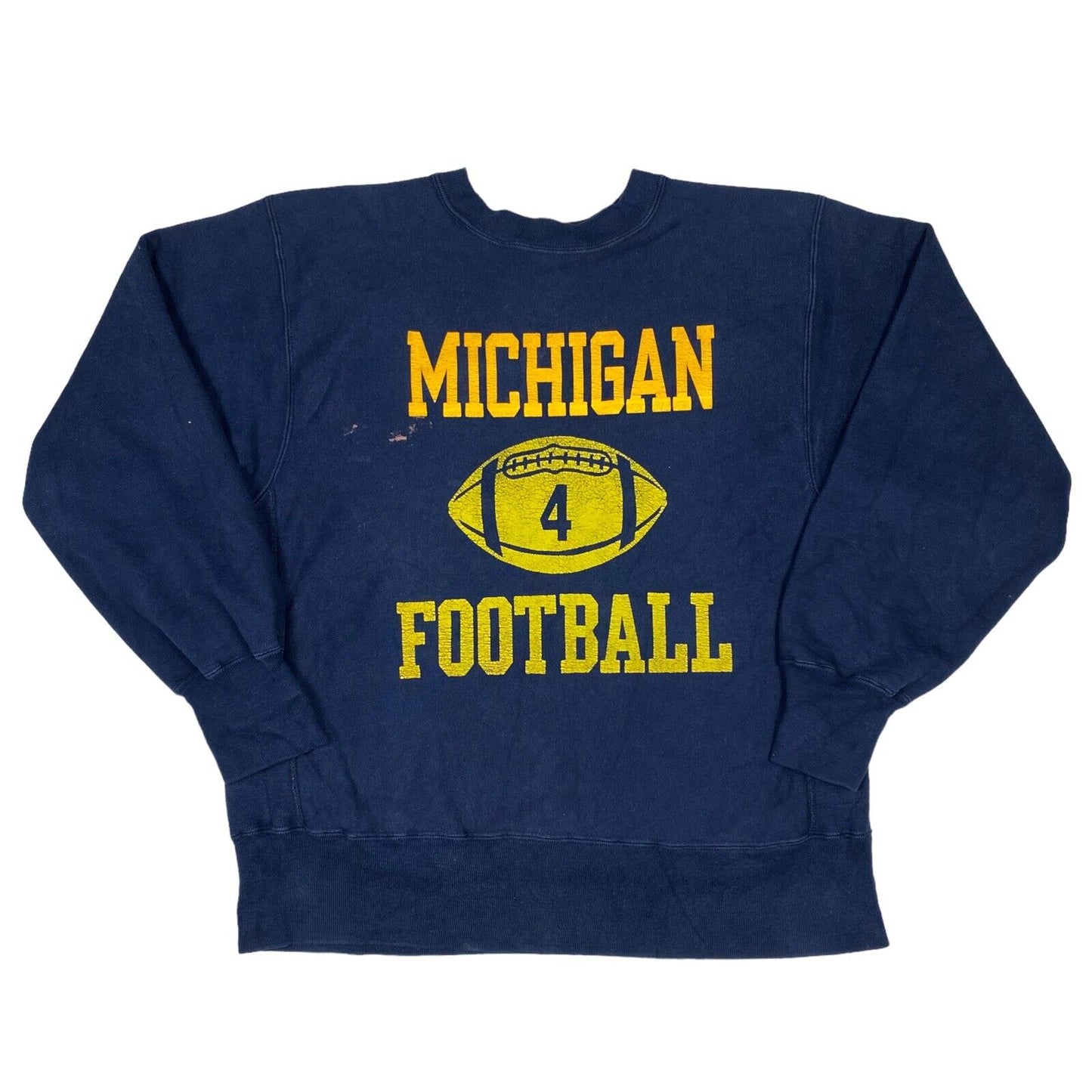 Vintage Champion Reverse Weave 80S Michigan State Football Navy Crewneck Sweater
