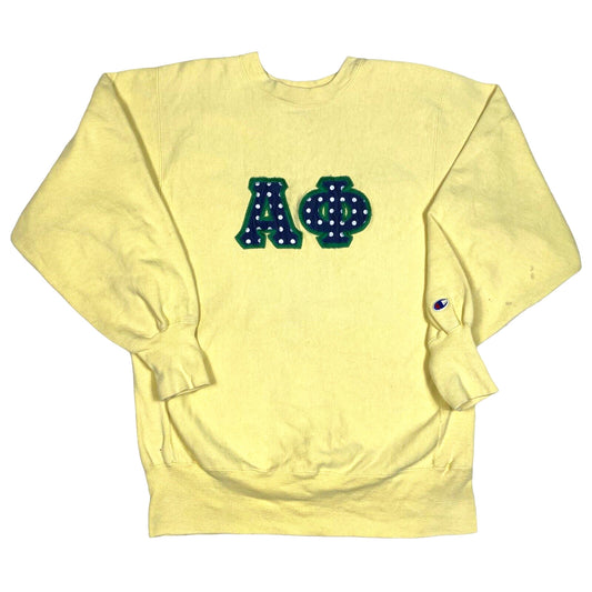 Vintage Alpha Phi Yellow Champion Reverse Weave Sorority Sweatshirt