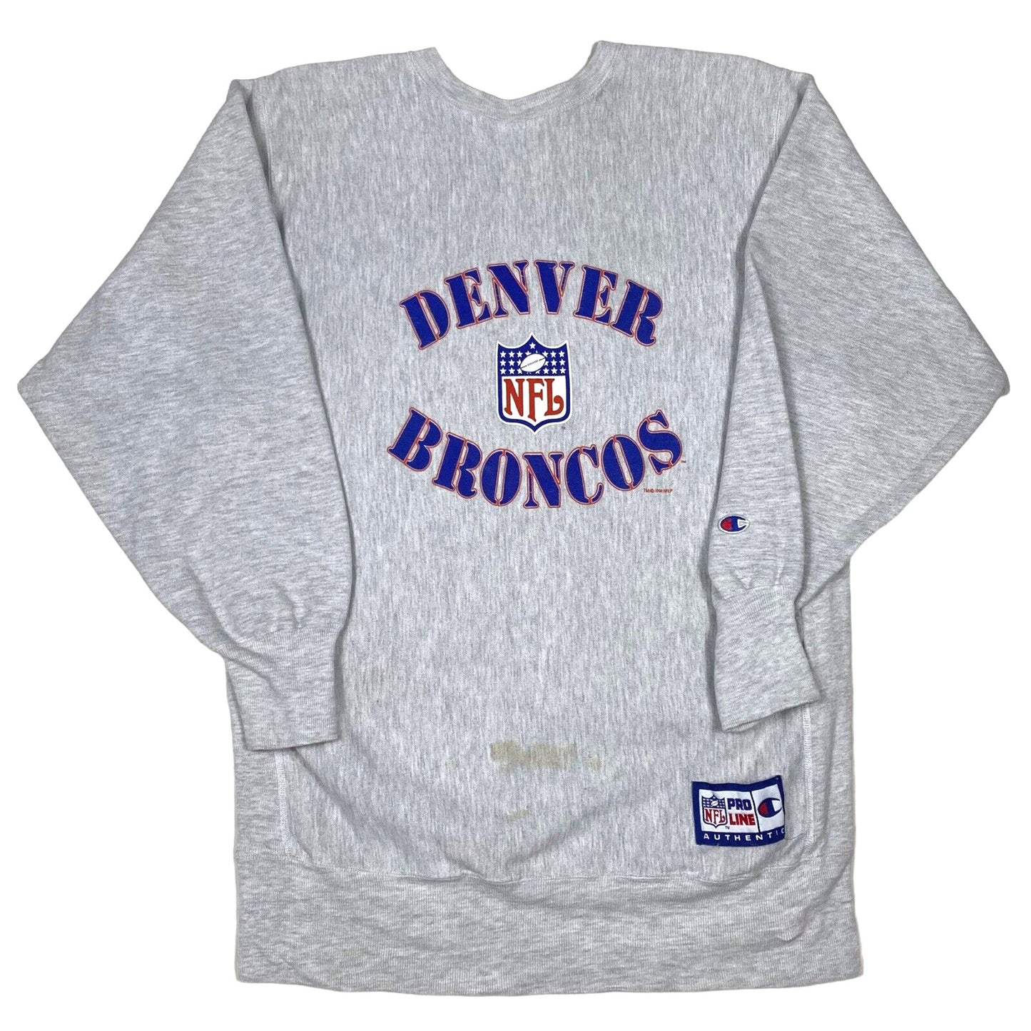 Vintage Champion Denver Broncos Nfl Gray Reverse Weave Sweatshirt