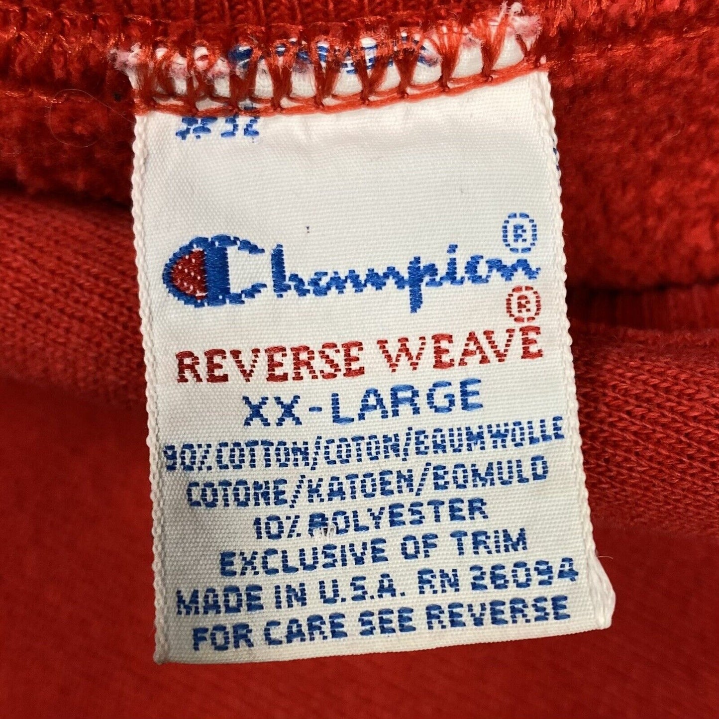 Vintage Champion Reverse Weave Red Embroidered Spell Out Cropped Sweatshirt