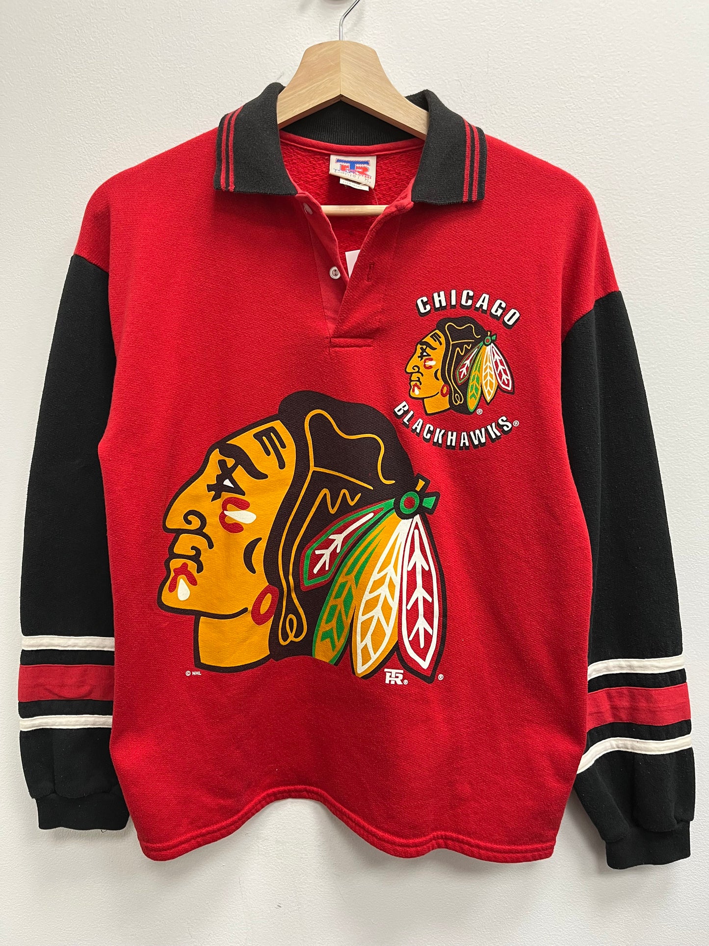 Vintage 1990’s Chicago Blackhawks Collared Pullover Sweater