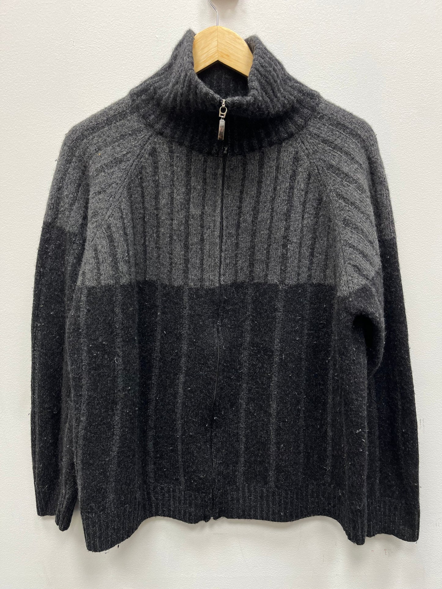 Vintage 1990’s Italian Made Dark Wool Zip Up Sweater